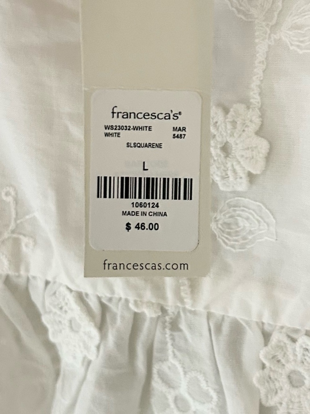 ⭐️ NEW Francesca’s Large White Lace Eyelet Cotton Camisole Scalloped Hem Tank - Picture 3 of 7